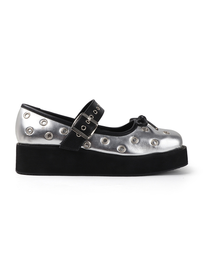 Studded Platform Mary Jane in Silver