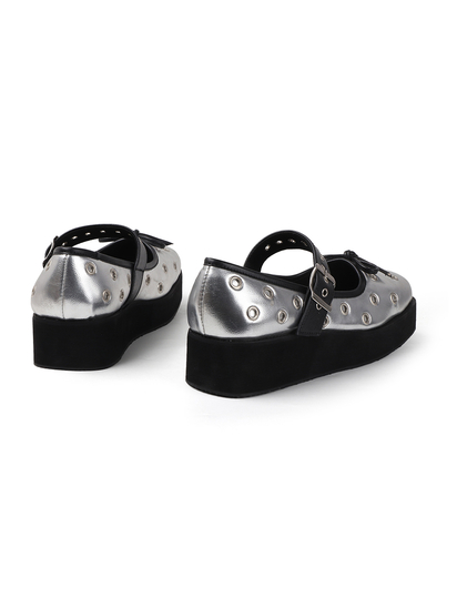 Studded Platform Mary Jane in Silver