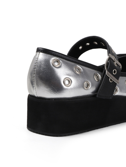 Studded Platform Mary Jane in Silver