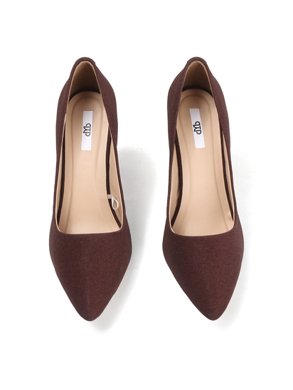 Maroon Mid-Height Suede Pointed-Toe Stiletto