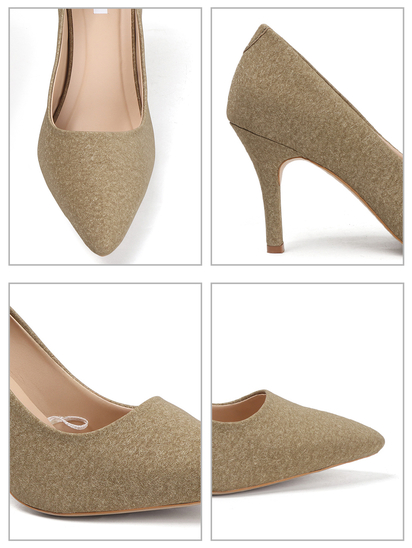 Olive Mid-Height Suede Pointed-Toe Stiletto
