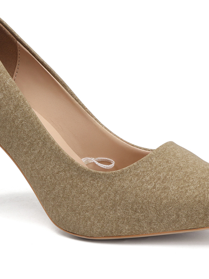 Olive Mid-Height Suede Pointed-Toe Stiletto