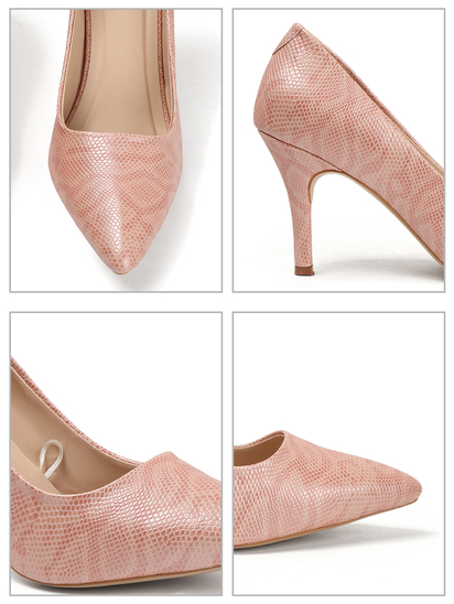 Nude Textured Blush Python Stiletto