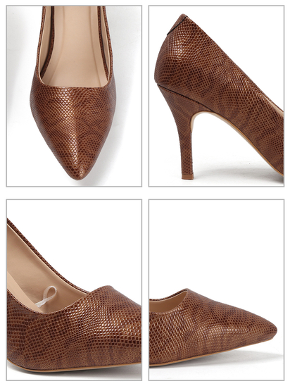 Brown Textured Blush Python Stiletto