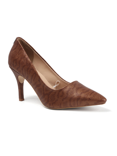 Brown Textured Blush Python Stiletto