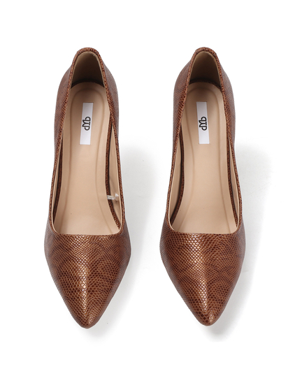 Brown Textured Blush Python Stiletto