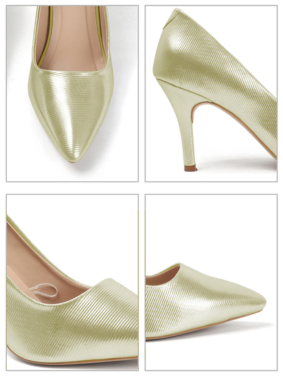 Gold metallic pointed stilettos