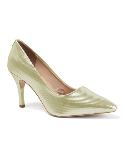 Gold metallic pointed stilettos