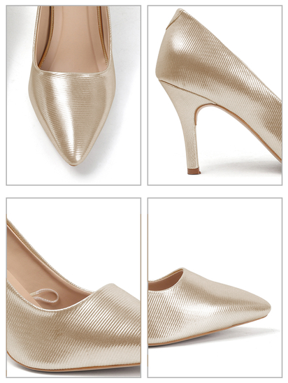 Rose Gold metallic pointed stilettos