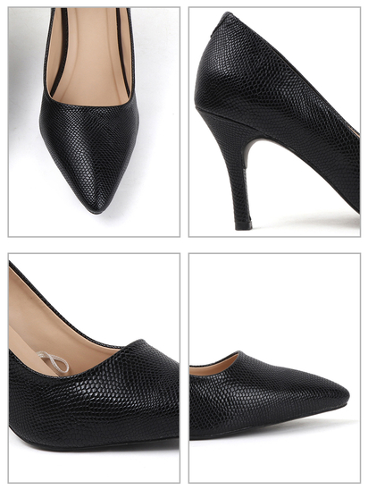 Black Textured Blush Python Stiletto