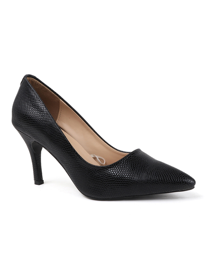Black Textured Blush Python Stiletto