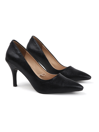 Black Textured Blush Python Stiletto