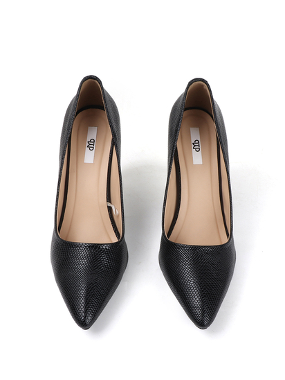 Black Textured Blush Python Stiletto