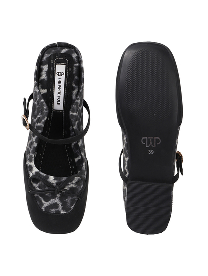 Two-Tone Mary Jane mules in Black Grey