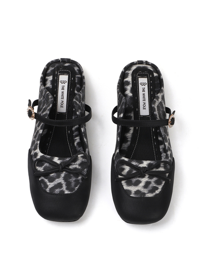 Two-Tone Mary Jane mules in Black Grey