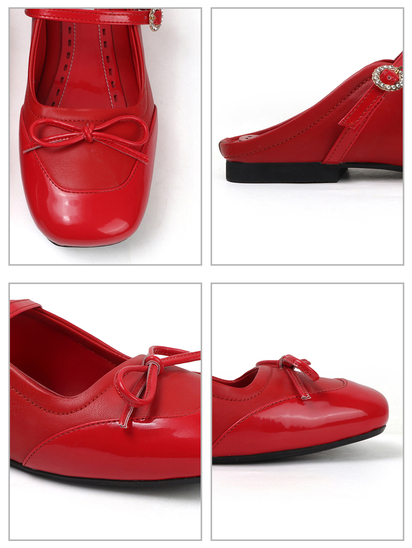 Mary Jane mules in Red