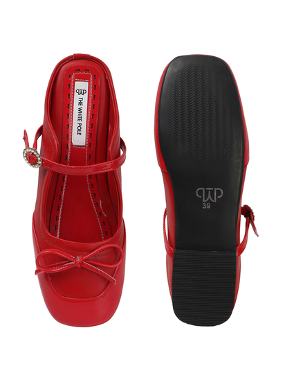 Mary Jane mules in Red