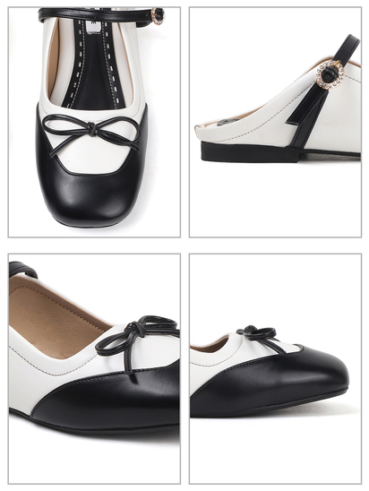 Two-Tone Mary Jane mules in White Black