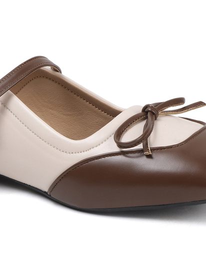 Two-Tone Mary Jane mules in White Brown