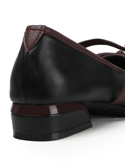 Black leather mary jane ballet flats