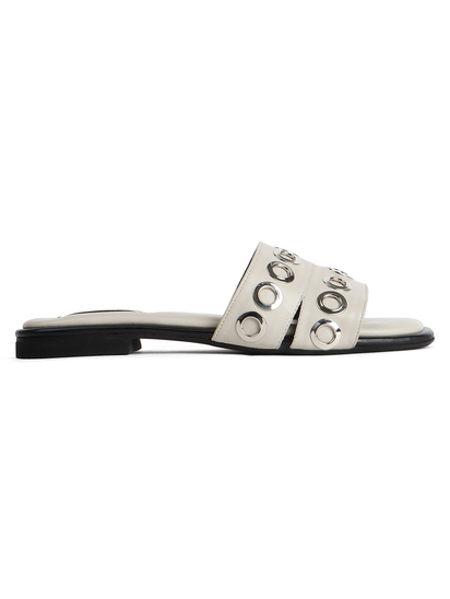 Grommet Detail Slide Sandal in Grey