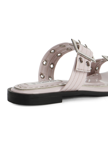 Double Buckle Strap Slide Sandal in Pink