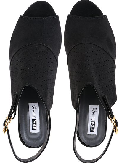 Thewhitepole Black block heels for women | Suede Mules