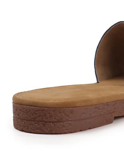 Tropical Thread Slip-Ons With Bold Floral Embroidery in Blue