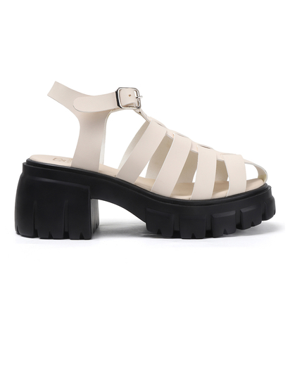 Chunky Gladiator Sandals With Multi-Strap Upper and Heavy Treaded Sole in White