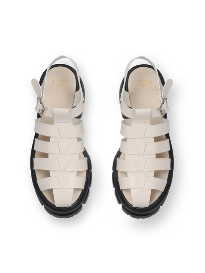 Chunky Gladiator Sandals With Multi-Strap Upper and Heavy Treaded Sole in White