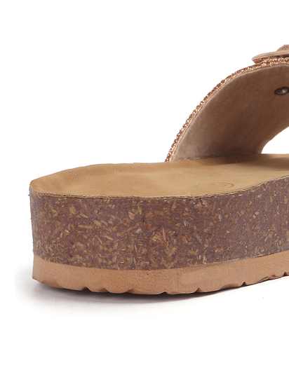 Open-Toe Ethnic Flats with Bead & Stone Detailing in Pink