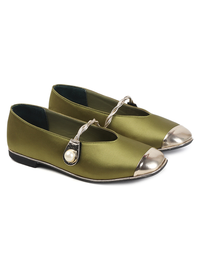 TWP Origin in Olive Charm Gold-Tip Flats