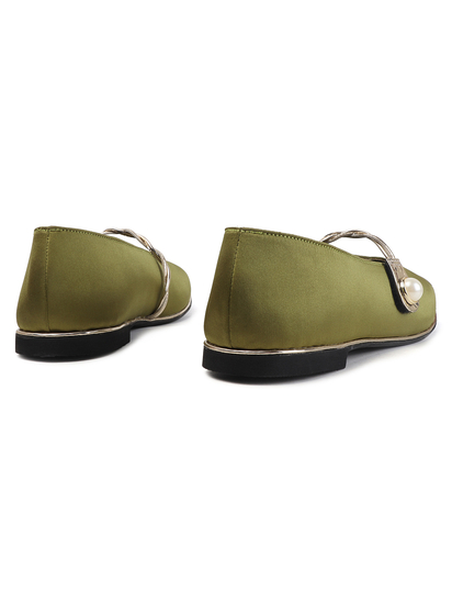 TWP Origin in Olive Charm Gold-Tip Flats