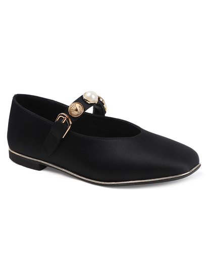 TWP Origin Midnight Satin Flats in Black