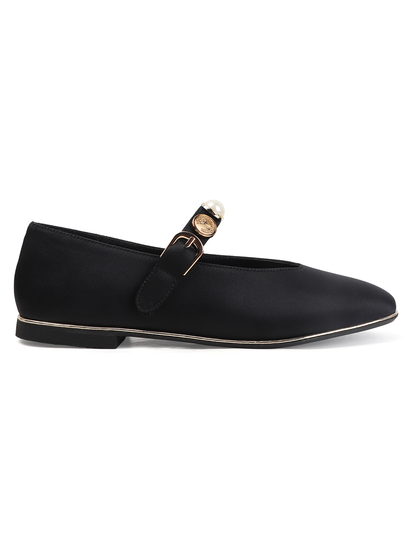 TWP Origin Midnight Satin Flats in Black