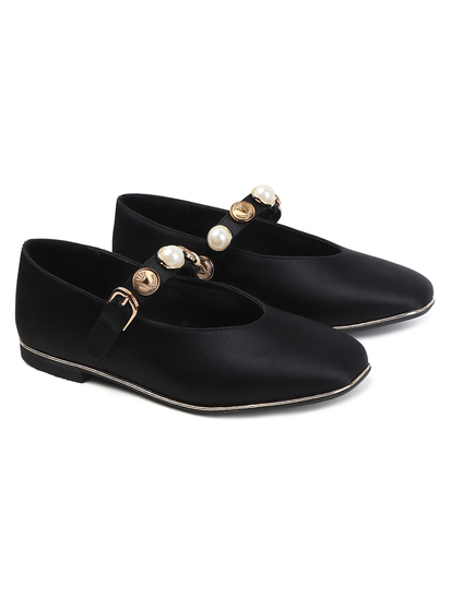 TWP Origin Midnight Satin Flats in Black