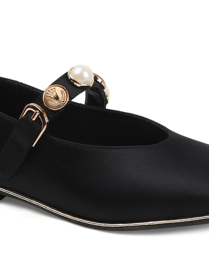 TWP Origin Midnight Satin Flats in Black
