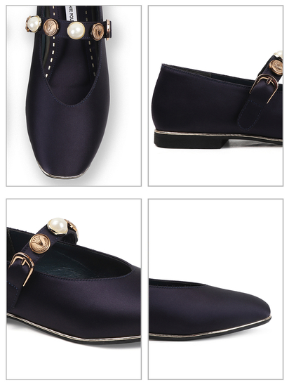 TWP Origin Midnight Satin Flats in Blue