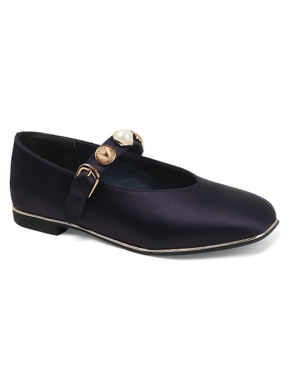 TWP Origin Midnight Satin Flats in Blue
