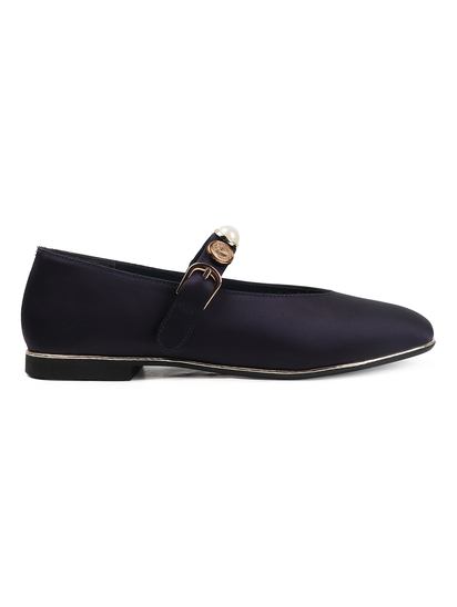 TWP Origin Midnight Satin Flats in Blue