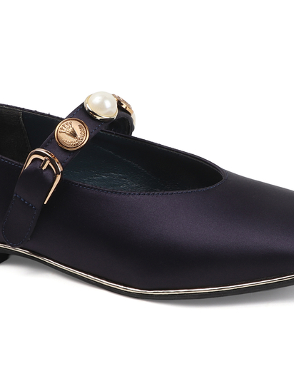 TWP Origin Midnight Satin Flats in Blue