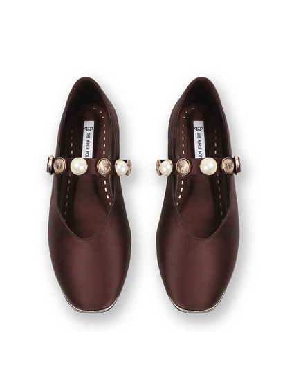 TWP Origin Midnight Satin Flats in Brown
