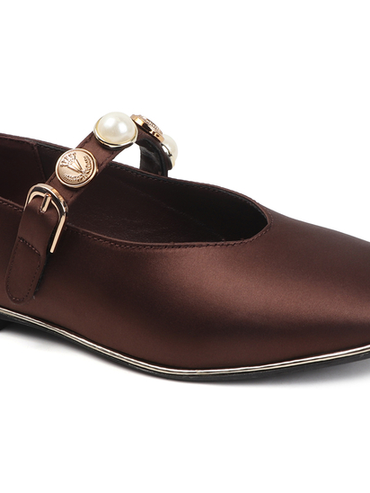 TWP Origin Midnight Satin Flats in Brown