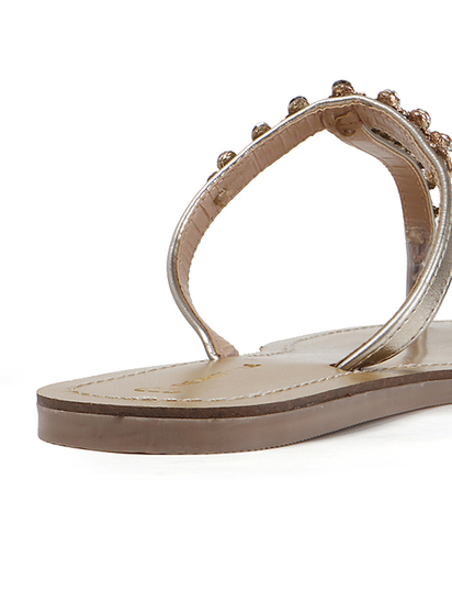 TWP Origin in Gold Crystal Embellished T-Strap Flats