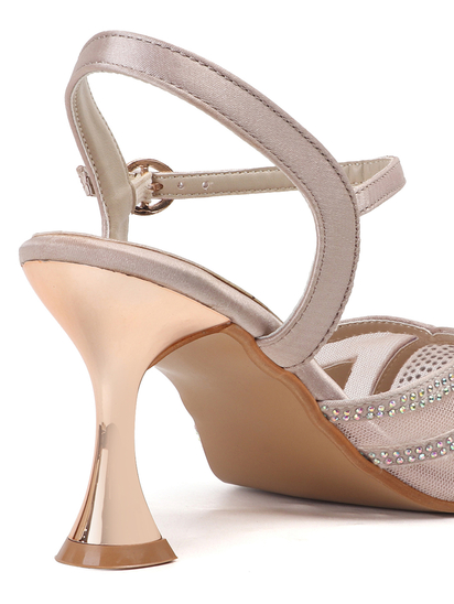 TWP Origin Rhinestone Mesh Heels in Nude