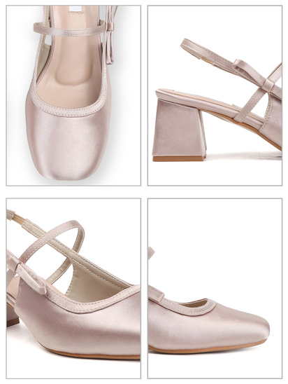 TWP Origin Nude Satin Block Heel Slingback Pumps
