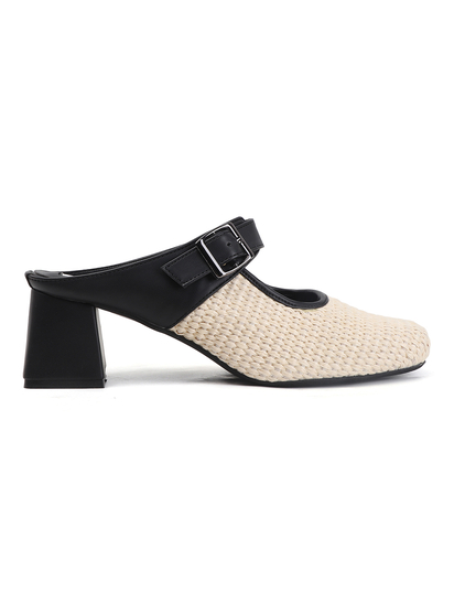 TWP Origin Cream Textured Mary Jane Block Heels