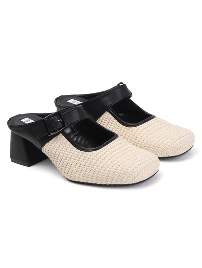 TWP Origin Cream Textured Mary Jane Block Heels