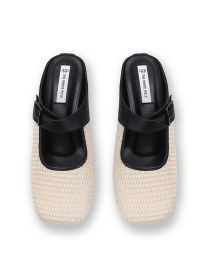 TWP Origin Cream Textured Mary Jane Block Heels