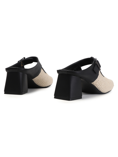 TWP Origin Cream Textured Mary Jane Block Heels